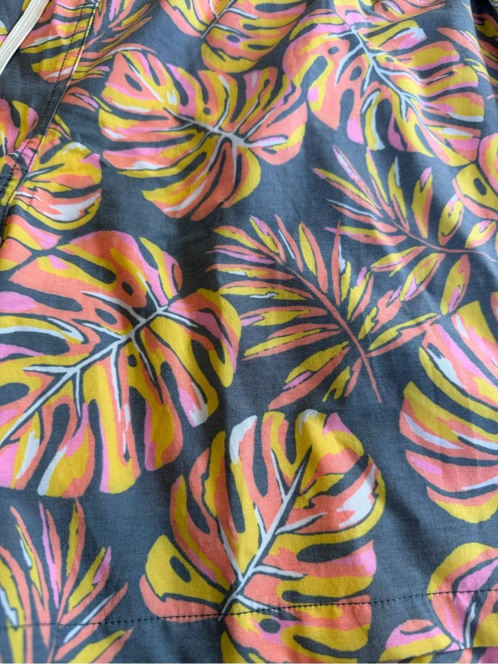 Chubbies Gray Swim Shorts with Pink & Yellow Tropical Print